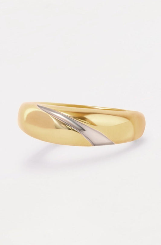 Two Tone Slit Dome Ring