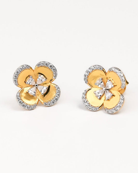 Sterling Silver Studded Flower Studs