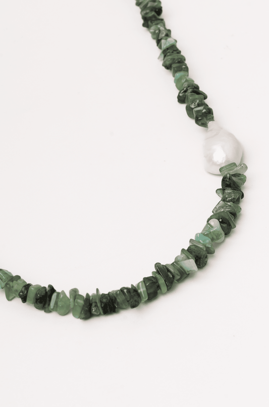 Emerald & Serpentine Beaded Necklace