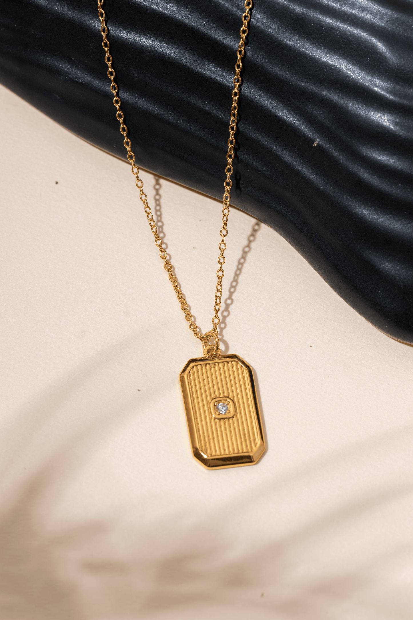 Octagon Textured Pendant Necklace