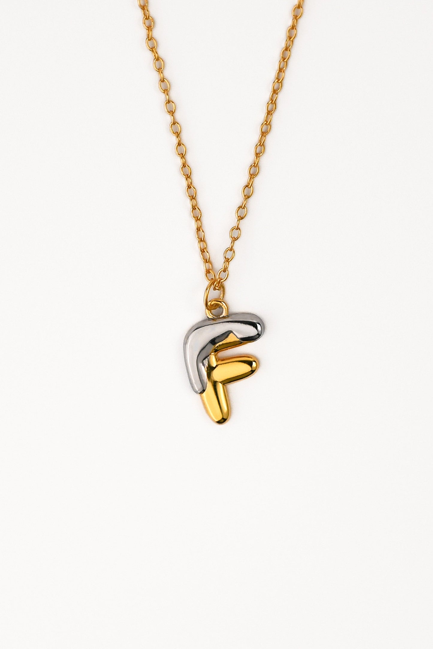 Two tone Bubble Initial Necklace