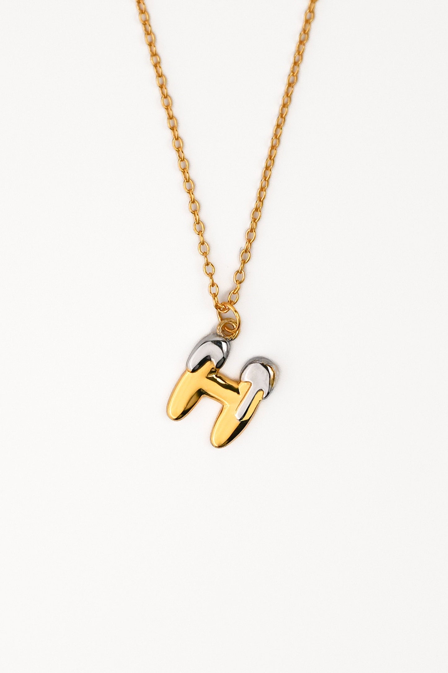 Two tone Bubble Initial Necklace