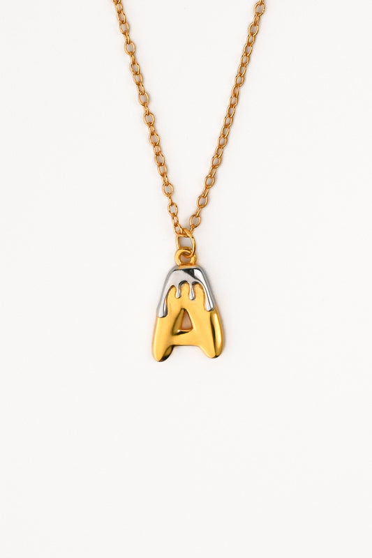 Two tone Bubble Initial Necklace