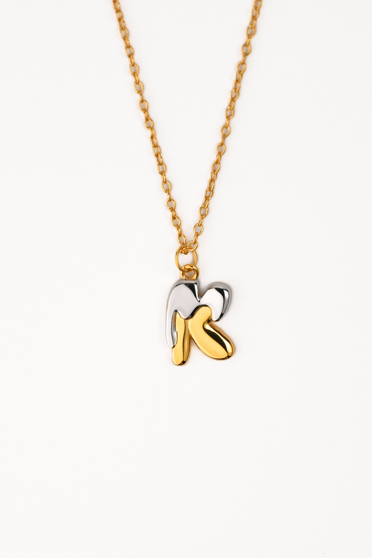 Two tone Bubble Initial Necklace