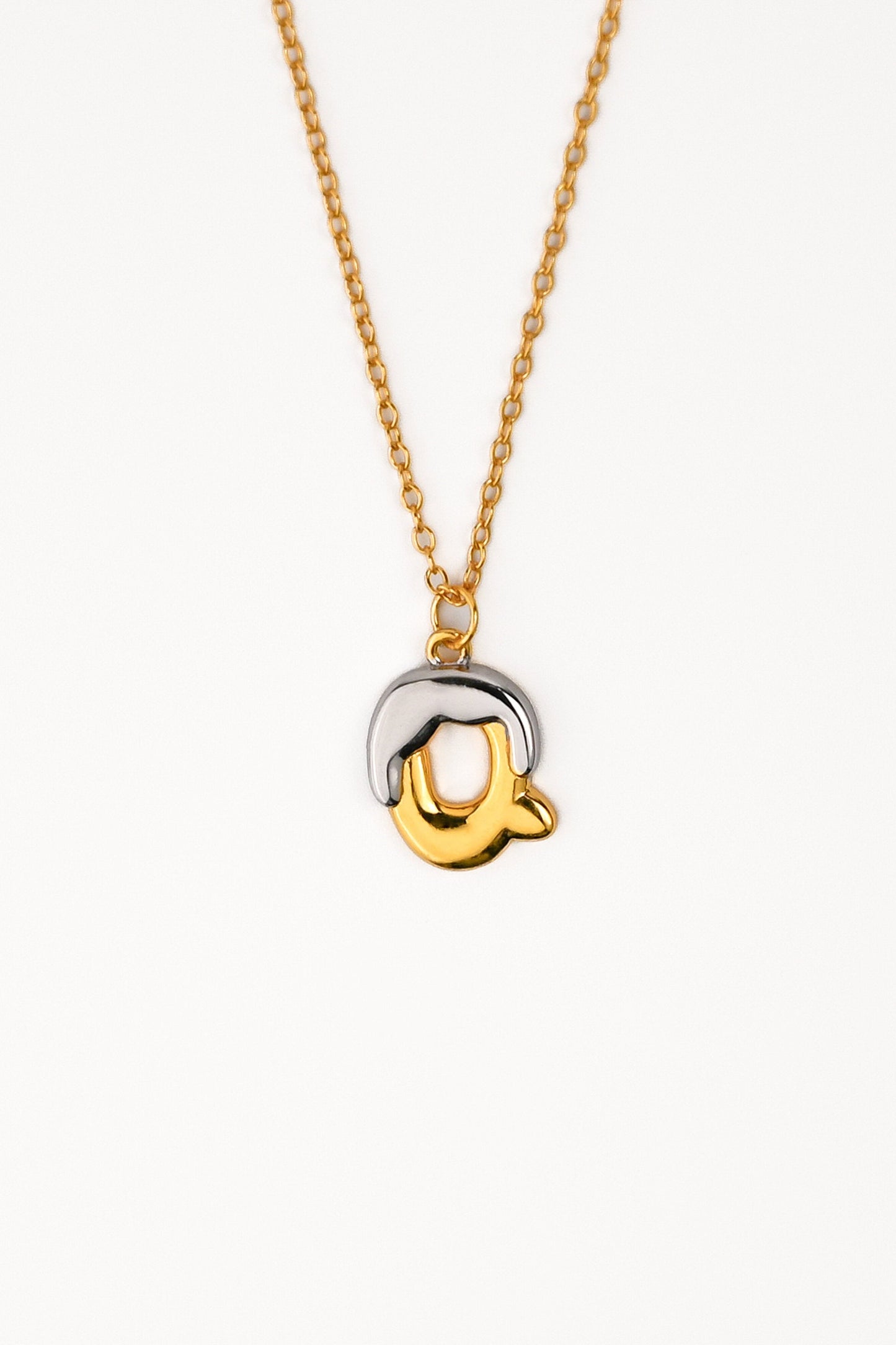 Two tone Bubble Initial Necklace