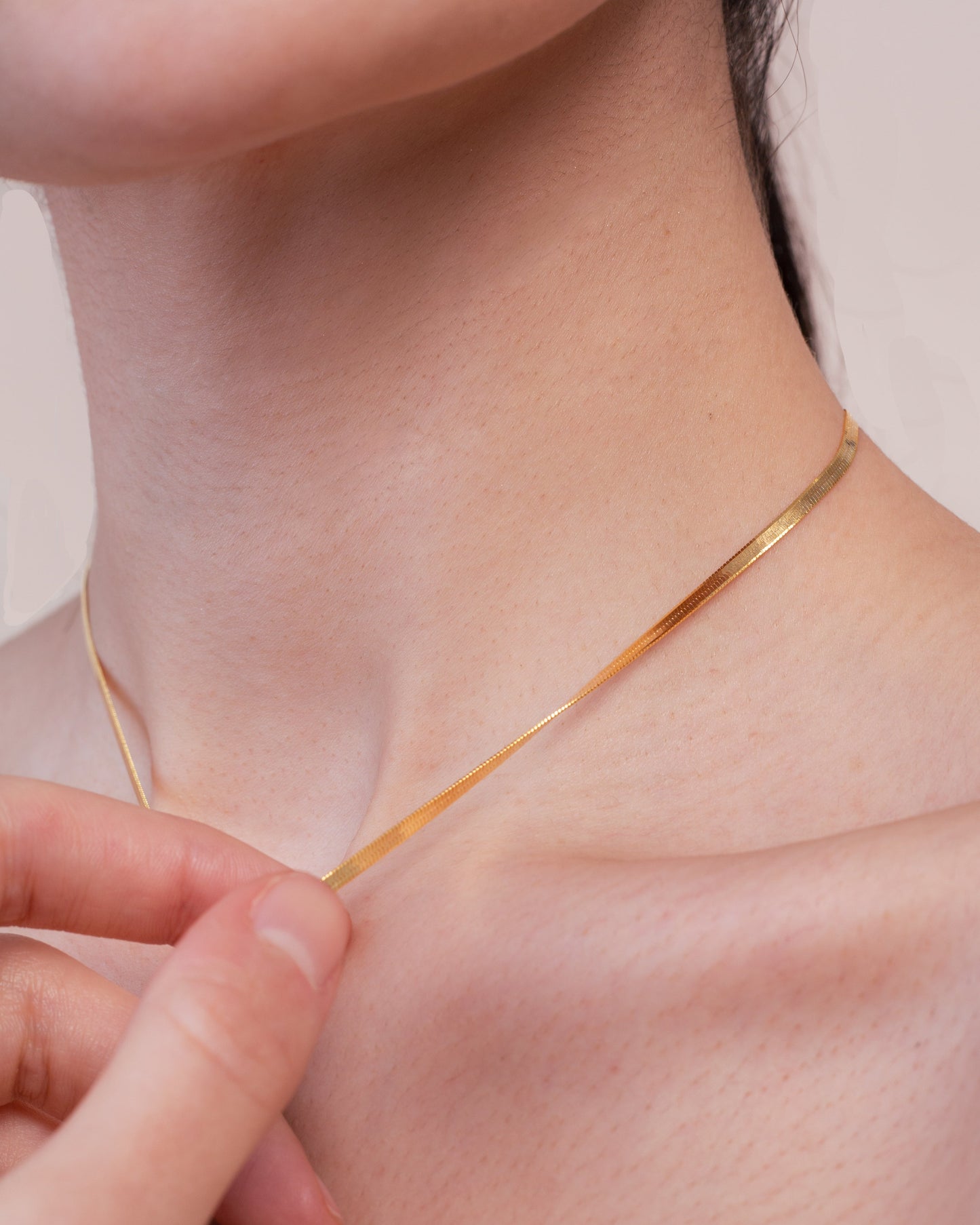 Slim Herringbone Chain Necklace