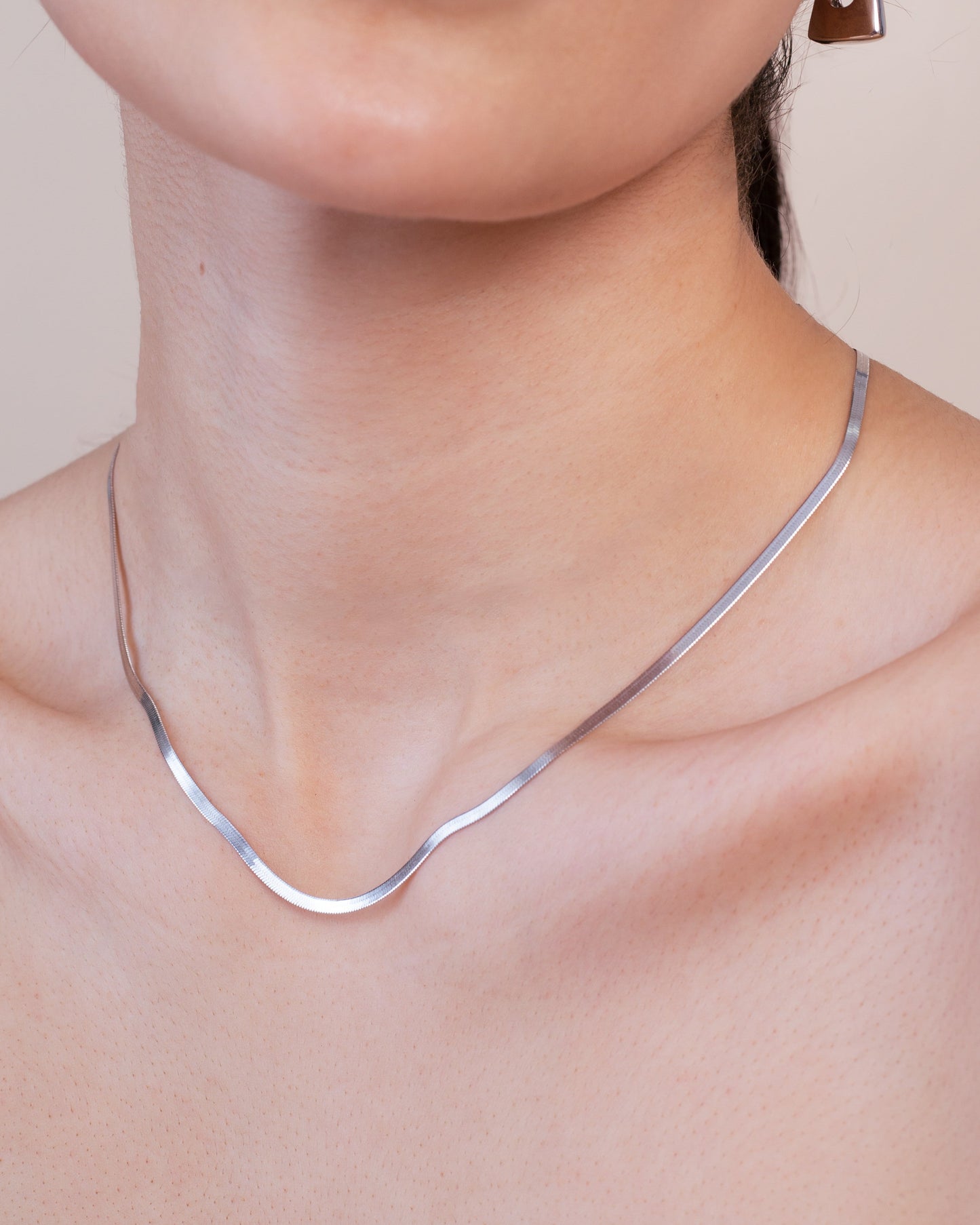 Slim Herringbone Chain Necklace