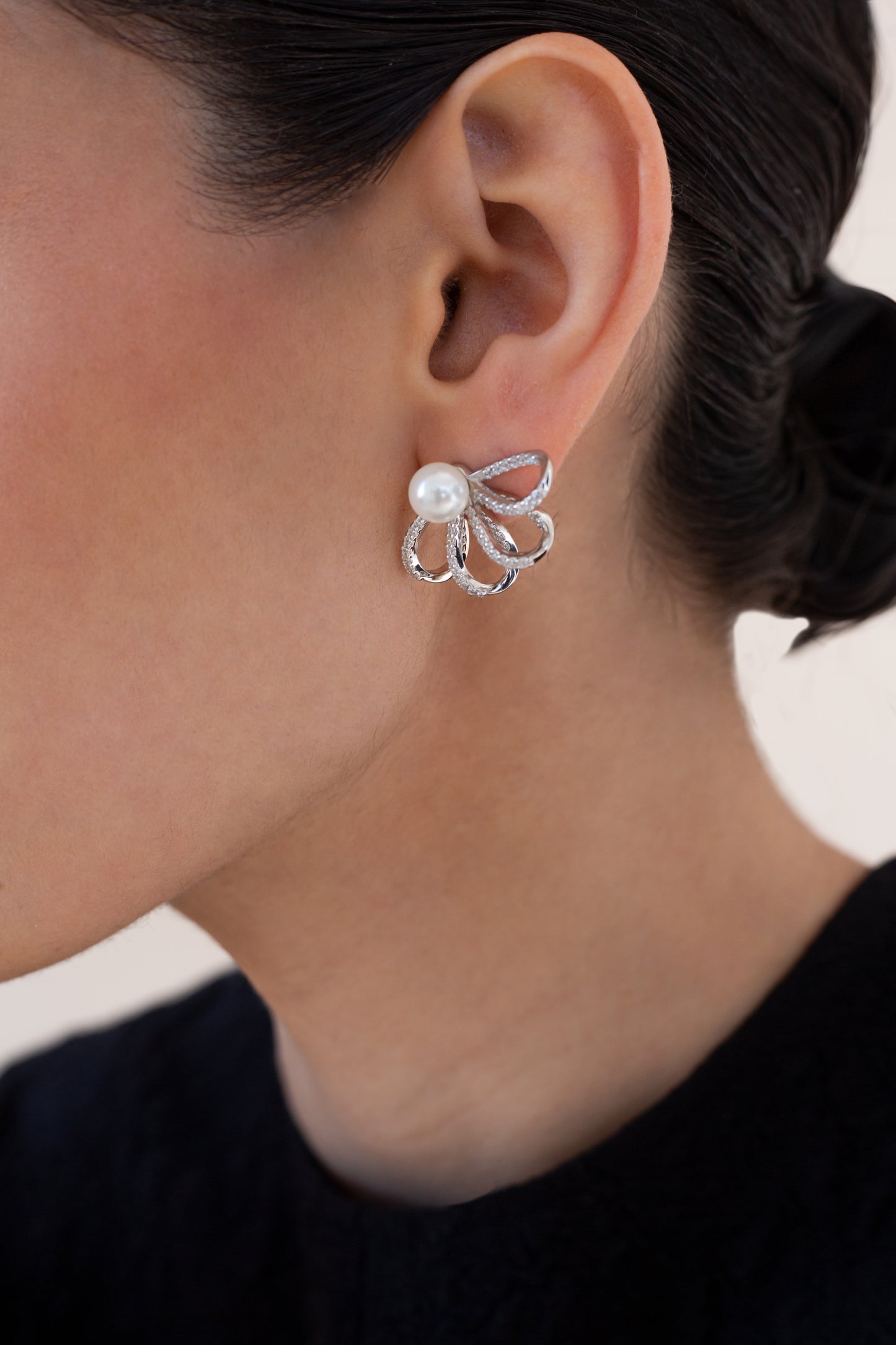 Sterling Silver Half Bloom Earrings
