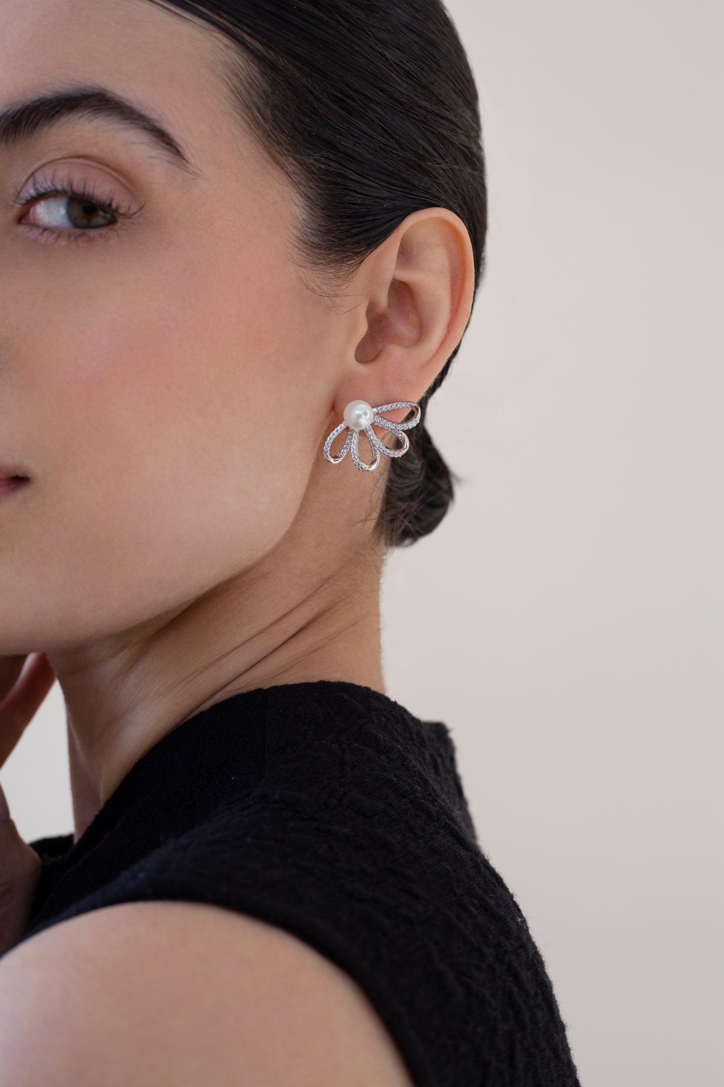 Sterling Silver Half Bloom Earrings