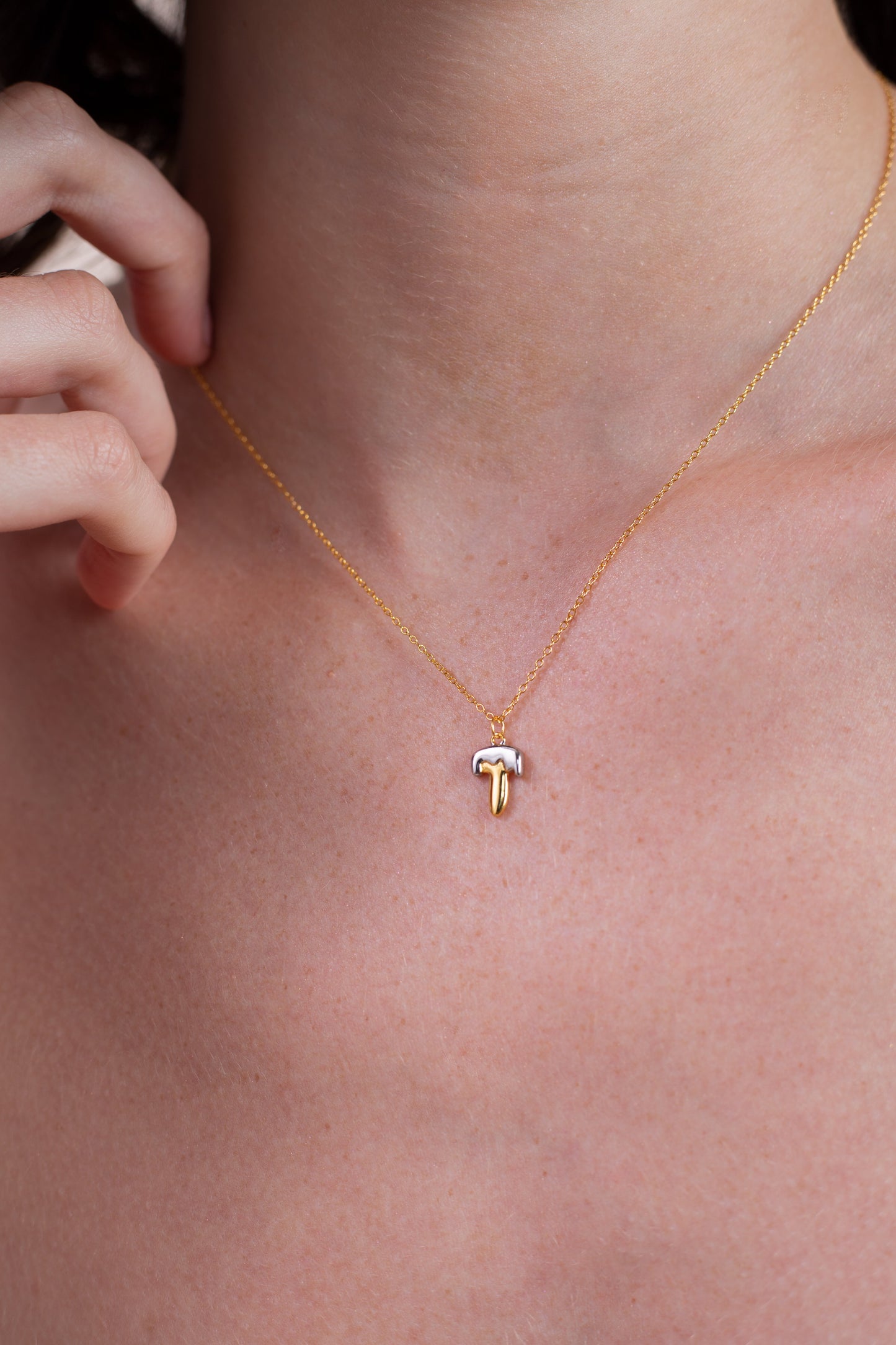 Two tone Bubble Initial Necklace