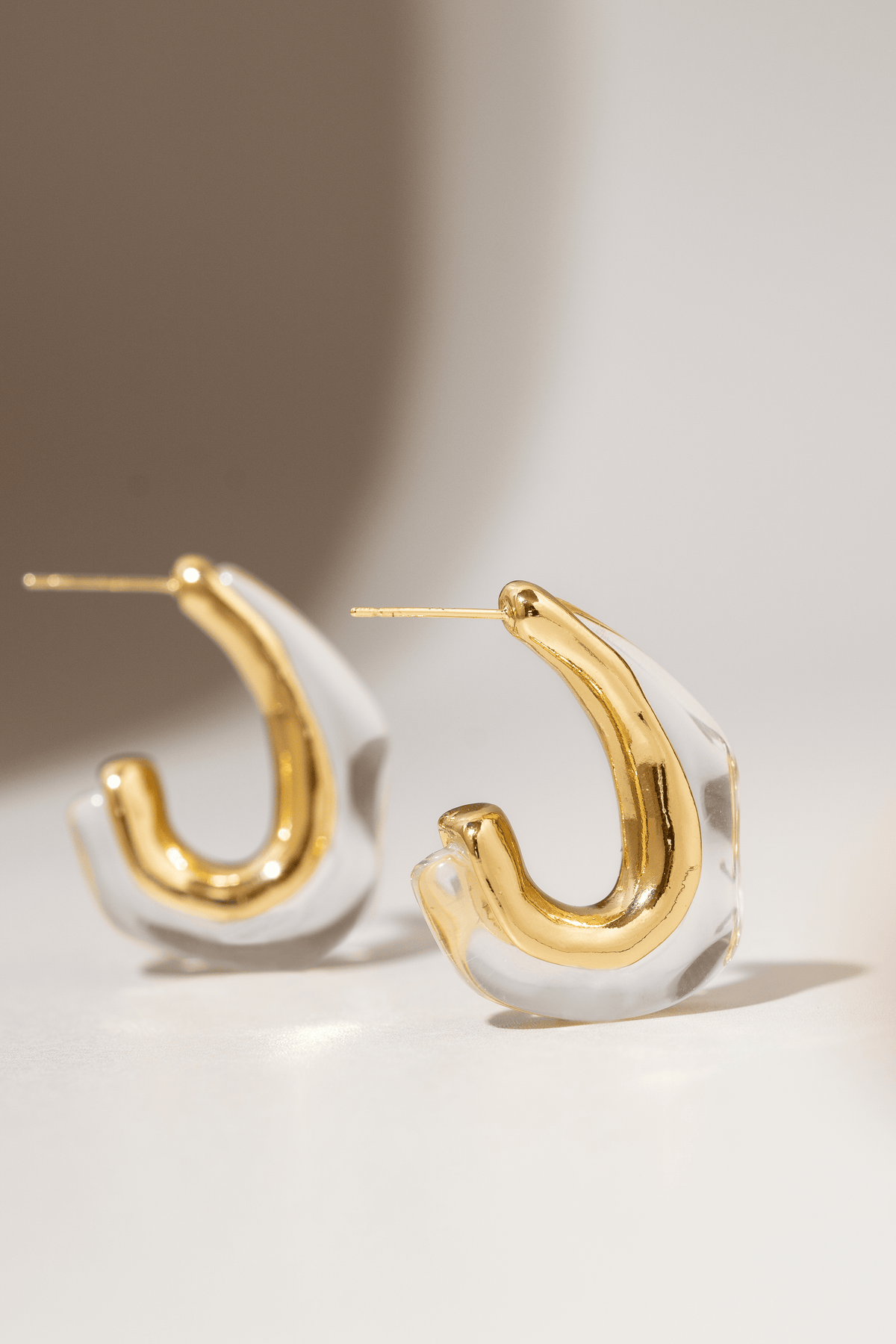 See Through Irregular Gold Hoops | Waterproof, Tarnish-Free – Zynnia